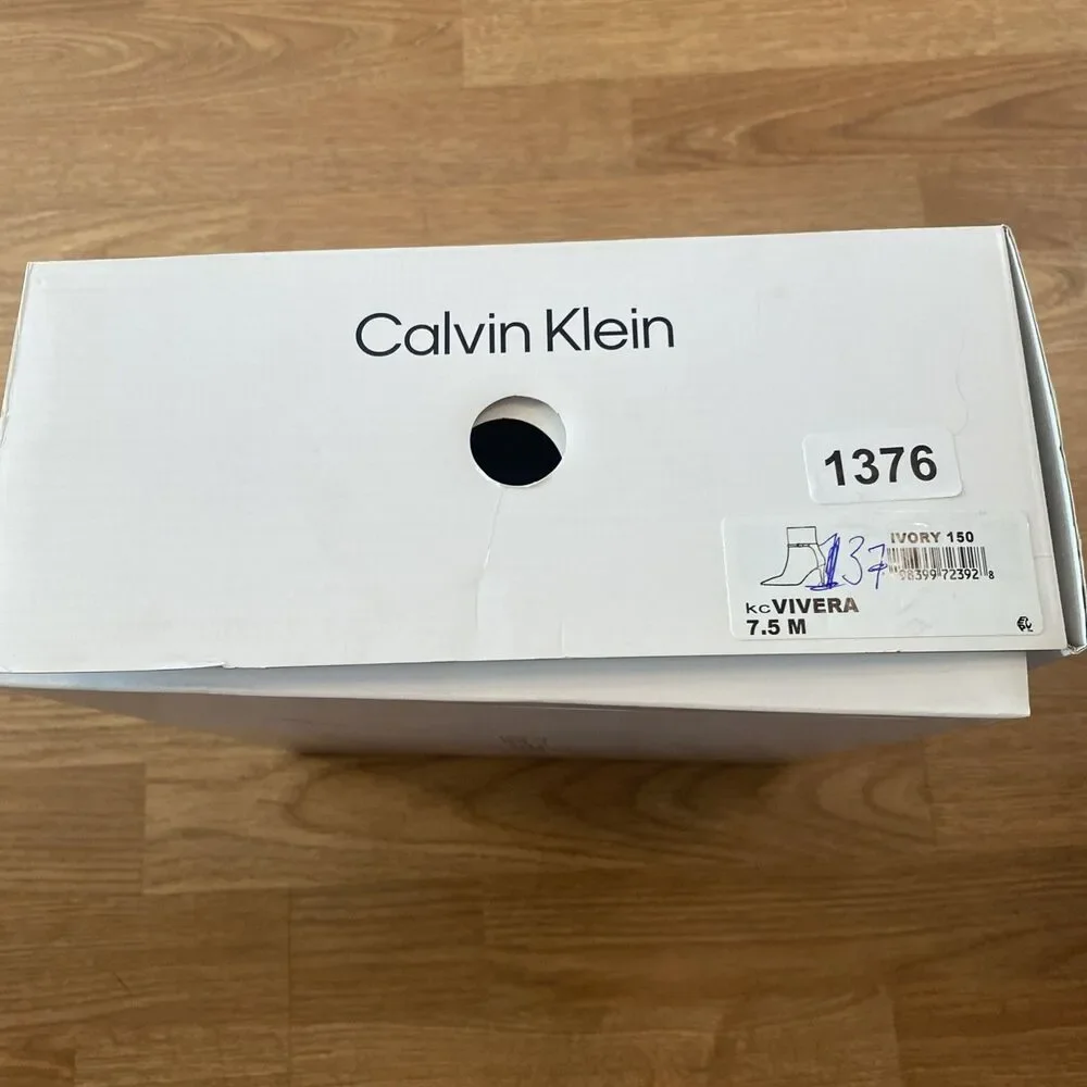 Calvin Klein Women’s Vivera Buckle Strap Stiletto Dress Booties Ivory 7.5M NIB - Picture 3 of 10